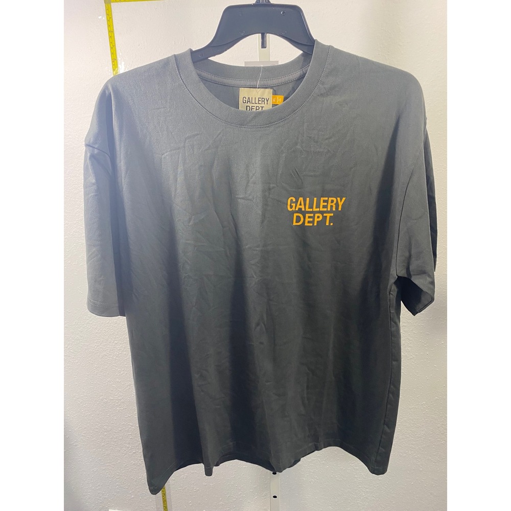 Gallery Dept Souvenir Tee Charcoal Grey Yellow Logo Graphic T-Shirt XL NEW